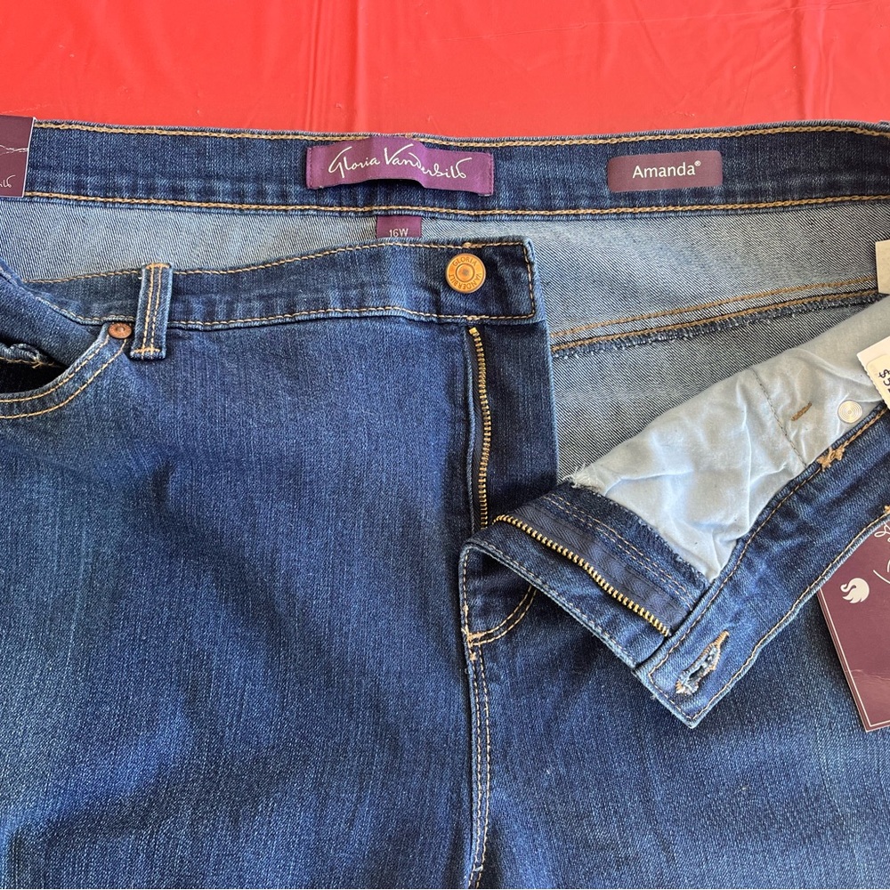 Amanda Lane Supreme Stretch Jeans Women’s Plus Size 16W Short NWT Dark Wash - Picture 11 of 15
